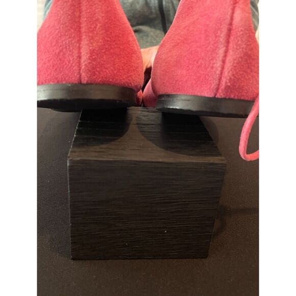 ~ Garnet Hill Suede Leather Prima Ankle Wrap Ballet Flats 9.5 Pink Tie 9 1/2 wmn - Picture 10 of 13